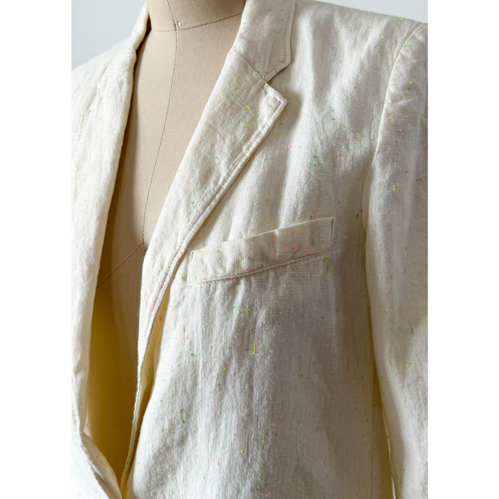 Forte forte Linen Confetti Speckled Cream Blazer Jacket Cream Neon Yellow Green - Picture 10 of 13